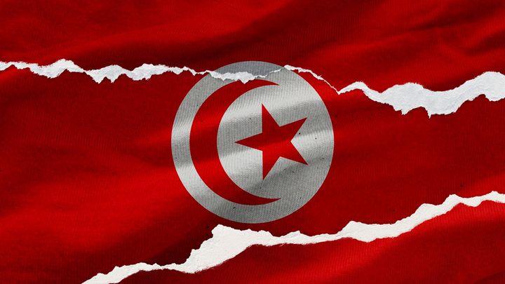Damaged flag of Tunisia